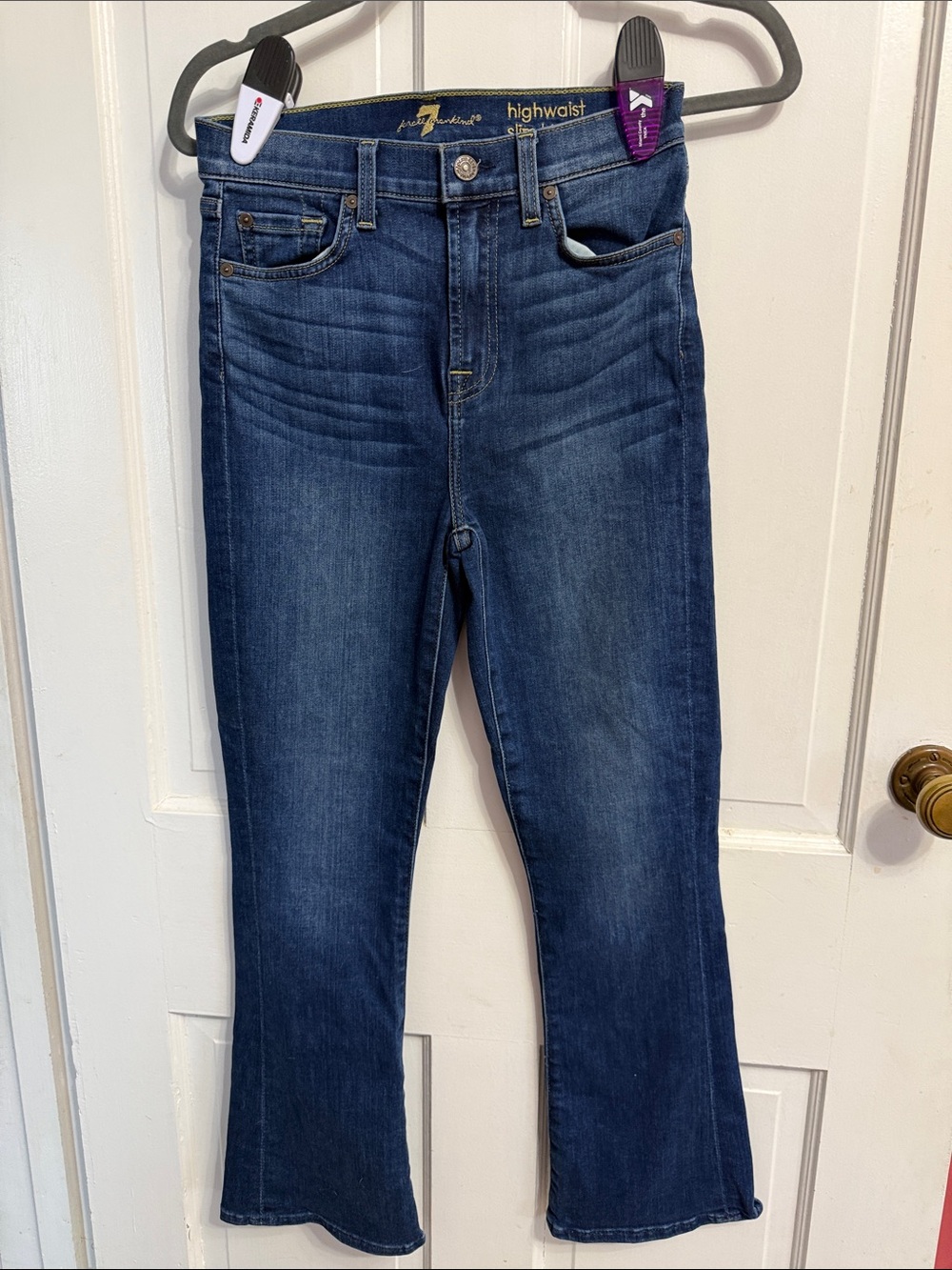 7 For All Mankind Dark Indigo High-Waist Flare Jeans